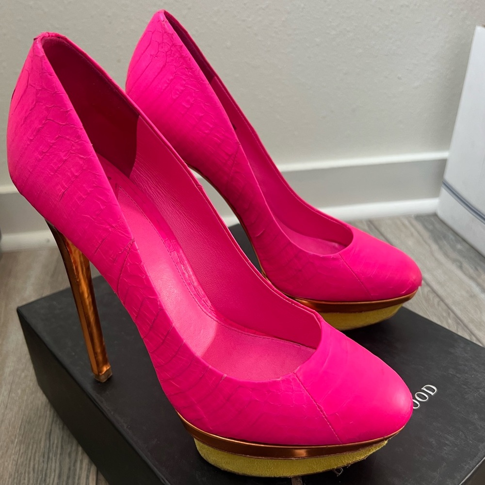 Brian Atwood B Pumps - Pink Snake Skin -  size 8.5
